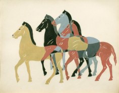 Charles Sheeler, Horses, c. 1955, gouache on paper, 11 x 13 7/8 inches