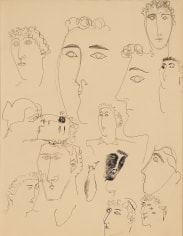 Faces II, 1940, pencil on paper, 16 1/2 x 13 inches