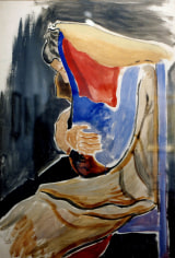 Joseph Stella, Seated Woman, watercolor on paper, 40 x 28 inches