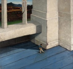 Gregory Gillespie Porch, Landscape, Lizard and Man, 1988-89 oil and alkyd on board 28 x 30 inches