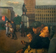 Raphael Soyer, In the City Park, c. 1934, oil on canvas, 38 x 40 inches