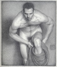 Michael Leonard, Bather With Intent (SOLD), 2000, graphite pencil on paper, 9 x 7 5/8 inches