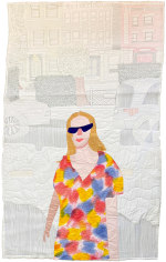 Michael C. Thorpe, Cecilia in New York, 2019 quilting cotton, batik fabric, and thread, 86 x 50 inches