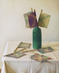 Claudio Bravo, Moroccan Fans, 1994, oil on canvas, 39 1/2 x 31 3/4 inches
