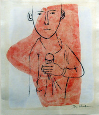 Ben Shahn, Study for Triple Dip, 3 Flavors (SOLD), 1951, Black china ink on paper, 5 1/2 x 7 3/4 inches