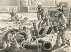 Aaron Bohrod, City Workers, c. 1930s, pencil on paper, 11 x 15 inches