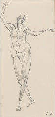 elie nadelman, Standing Female Nude, c. 1907, black ink on paper, 12 3/8 x 5 7/8 inches