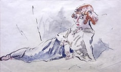 Jules Pascin, Hermine Allong&eacute;e, 1915, watercolor on paper, 8 x 12 1/2 inches