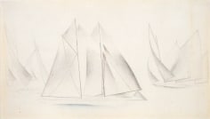 Charles Sheeler, Untitled (Yachting), c. 1920, pencil and conte crayon on paper, 6 1/2 x 11 1/8 inches