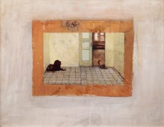 Gregory Gillespie, Dog and Doll in Room, 1981, mixed media, 25 x 31 inches