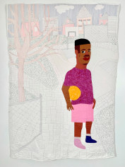 Michael C. Thorpe Brandon at the Park (SOLD), 2021 textile, quilting cotton, fabric, and thread, 86 x 56 inches