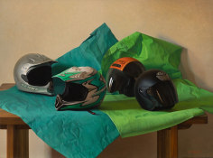 Claudio Bravo, Cascos / Helmets, 2009, oil on canvas, 38 1/4 x 51 1/8 inches