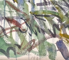 Image of the signature on &quot;The Rainstorm&quot; watercolor painting by Allen Tucker.