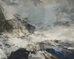 Image of sold 1961 oil painting of a storm on the Maine coast by Balcomb Greene.