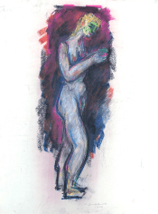 Image of untitled abstract standing nude done in pastel by Hans Burkhardt.