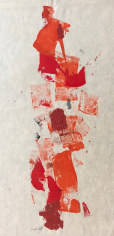 Image of untitled (009) abstract mixed media artwork by John Von Wicht in reds.