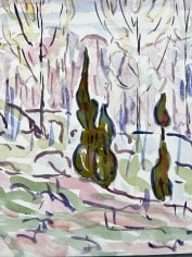 Detail image of Poplars watercolor by Allen Tucker.