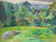 Image of Nell Blaine's landscape painting &quot;Summer, Quaker Hill&quot;, available for sale at Caldwell Gallery Hudson.