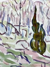 Detail image of Poplars watercolor by Allen Tucker.