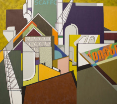 Oil painting by Easton Pribble Urban Construction No.8 (1992).