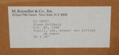 Image of M. Knoedler &amp; Co. label Verso on &quot;O.P.88&quot; painting by Glen Goldberg.