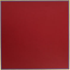 Image of sold Naohiko Inukai 1966 red square hard-edge abstract painting No. 11.