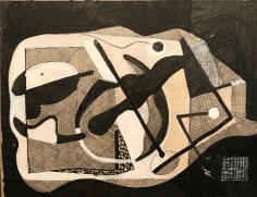 Image of sold untitled abstraction #015 in black, white and light brown by Vaclav Vytlacil.