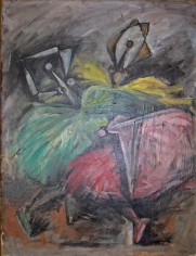 Image of sold Hans Burkhardt oil painting of three abstract Ballerinas (1949).
