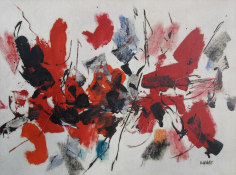 Image of John Von Wicht's abstract oil painting titled Red Moving.