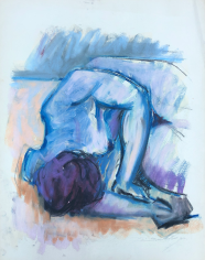 Untitled 1963 pastel of nude lying down by Hans Burkhardt.