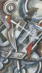 Image of John Von Wicht abstract gouache painting titled "Conflict" from the artist's Force series.