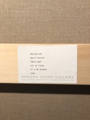 Image of Edward Thorp Gallery label verso on &quot;Moon Bay&quot; painting by April Gornik.