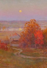 Image of oil painting by Walter Launt Palmer entitled &quot;Autumn Moonrise&quot;.