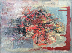 Image of sold Hans Burkhardt's abstract painting &quot;Flowers and Tears&quot; available for sale at Caldwell Gallery Hudson.