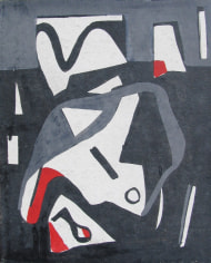 Image of sold untitled abstraction #967 in black, grey, red and white by Vaclav Vytlacil.