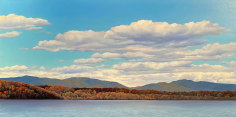 Tom Yost oil painting &quot;Catskills from the Hudson&quot;.