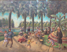 Image of sold William Palmer oil painting of the English Garden in Fontainebleau.