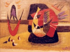Image of sold abstract oil painting entitled &quot;Masquerade&quot; by Werner Drewes.