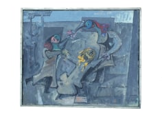 Image of frame on 1964 painting &quot;Fasnacht&quot; by Hans Burkhardt.