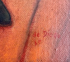 Image of signature and date on &quot;Girl in Interior&quot; painting by Julio De Diego.