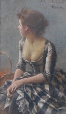 Sold painting by Frederik Kaemmerer of a seated woman.