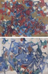 Image of two abstract paintings by Carl Holty, available on sale at Caldwell Gallery Hudson.