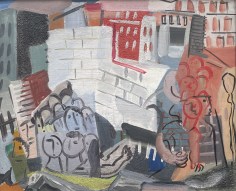 Image of Vaclav Vytlacil's 1932 abstract painting &quot;City Scene with Faces&quot;, on sale at Caldwell Gallery Hudson.