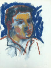 Image of untitled 1963 pastel of a boy's head by Hans Burkhardt.