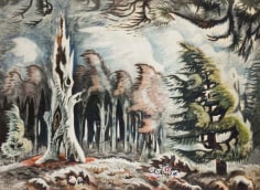 Image of sold painting by Charles Burchfield showing the March wind blowing through the woods.