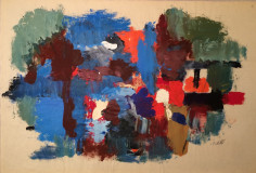 Image of abstract gouache and watercolor by John Von Wicht of Millpond (1965).