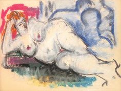 Image of sold abstract pastel of reclining nude by Hans Burkhardt.