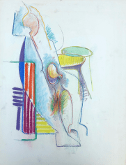 Image of an untitled 1971 abstract figural pastel by Hans Burkhardt.