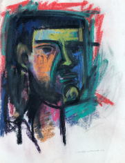 Image of abstract 1963 pastel of a man's head by Hans Burkhardt.