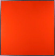 Image of sold Naohiko Inukai 1966 red square hard-edge abstract painting No. 17.